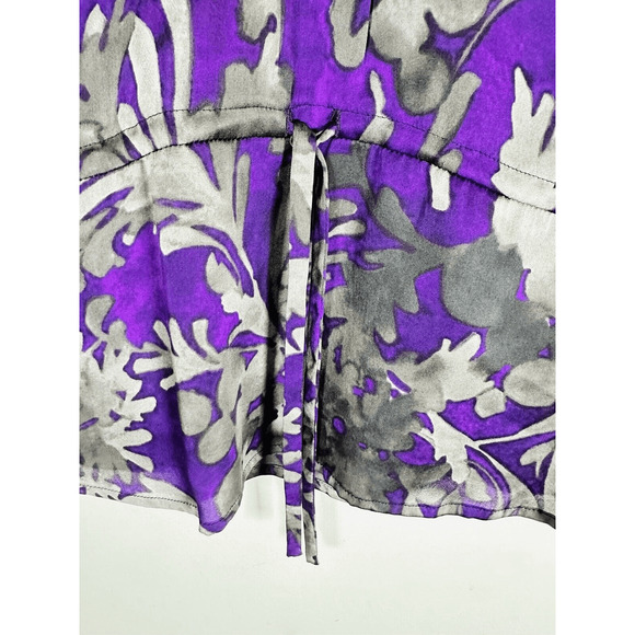 Classiques Entier Purple Grey 100% Silk Shirt Short Sleeve Ruffles Womans XS GUC - Picture 10 of 15